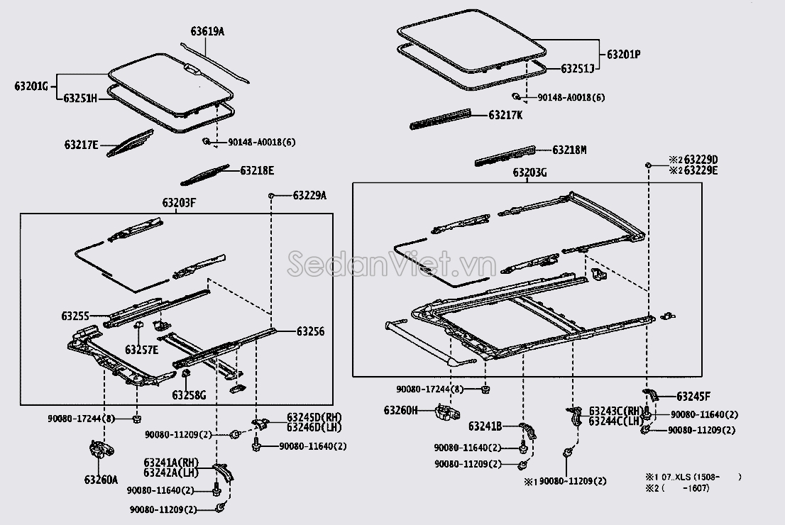 Gioăng chặn nước kính cửa sổ trời 6321708021