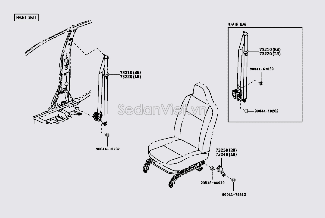 Chốt dây đai an toàn trước 73230BZ500B0