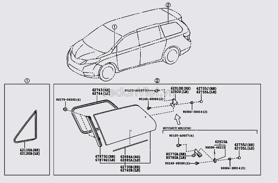 Motor nâng hạ kính chắn gió sau 85770AE013