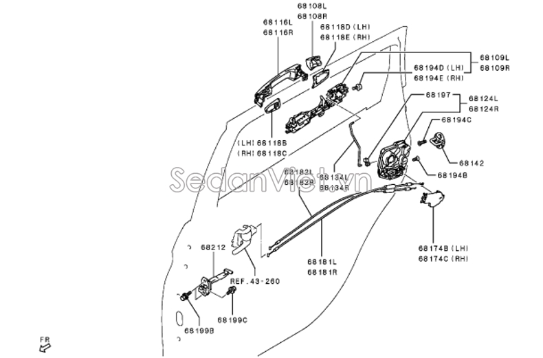 Đuôi tay mở cửa không lỗ khóa sau Mitsubishi Xpander 2020-2022