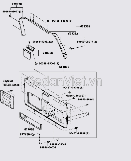 Táp bi cửa cốp hậu Toyota Land Cruiser Prado 2004-2009