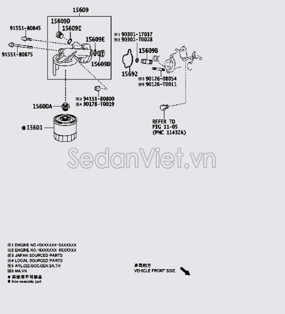 Lọc dầu động cơ 90915TB001