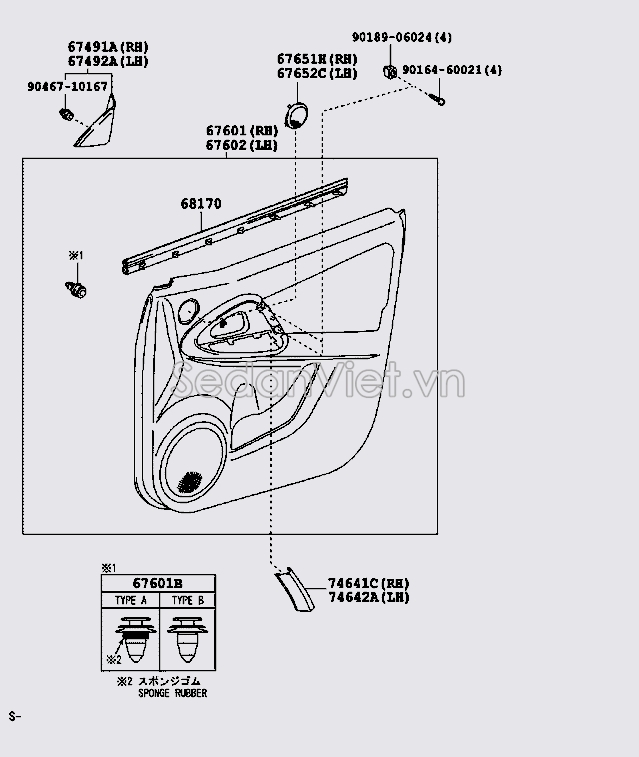 Nhựa ốp tam giác cánh cửa trước 6749142050