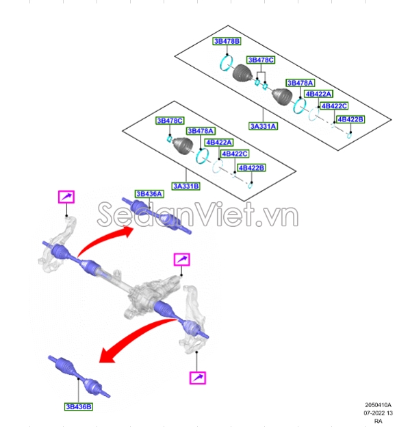 Trục láp trước MB3Z3A427H