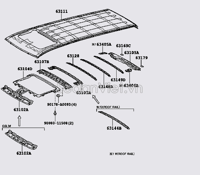 Xương đỡ tôn nóc xe 6310308010