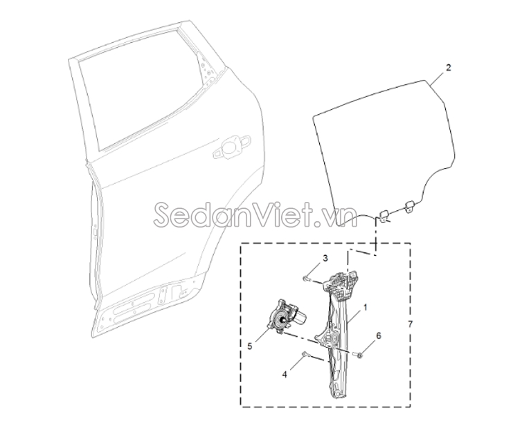 Compa nâng hạ kính cánh cửa sau  có mô tơ 10233938