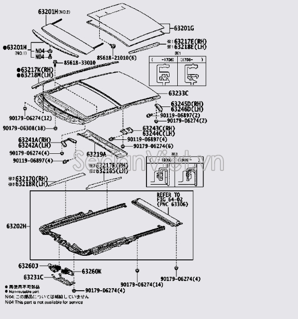 Xương đỡ kính phía dưới cửa sổ trời 6321848070