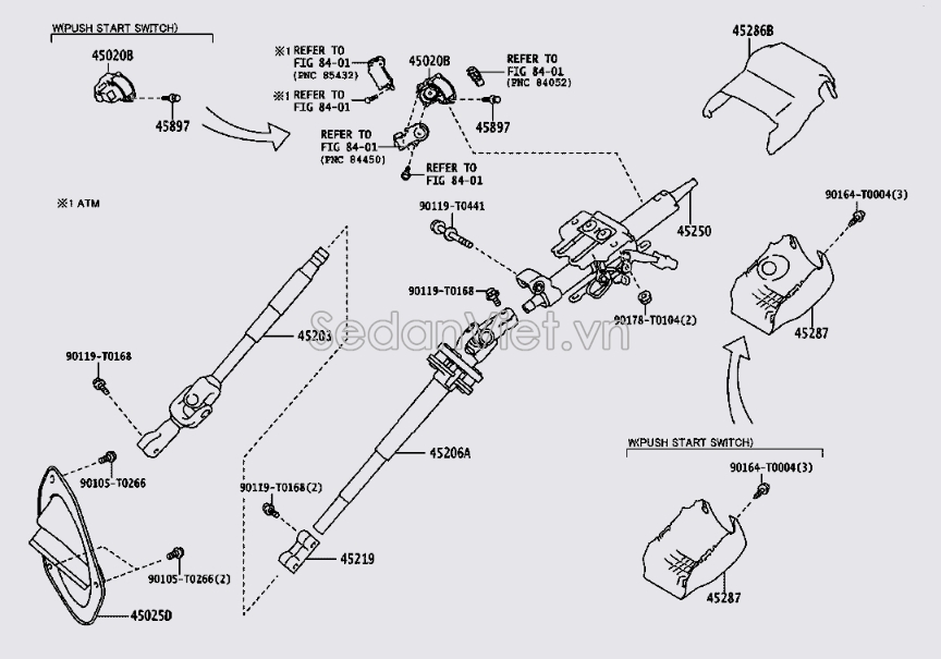 Cụm cơ cấu lái điện không mô tơ 452500K070