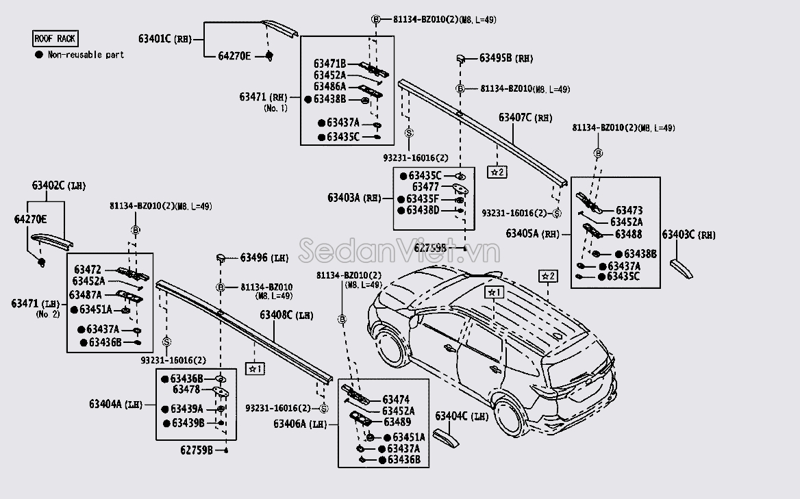 Ốp đầu giá nóc trước 63401BZ020