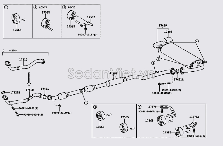 Ống xả giữa thân xe 174100V010