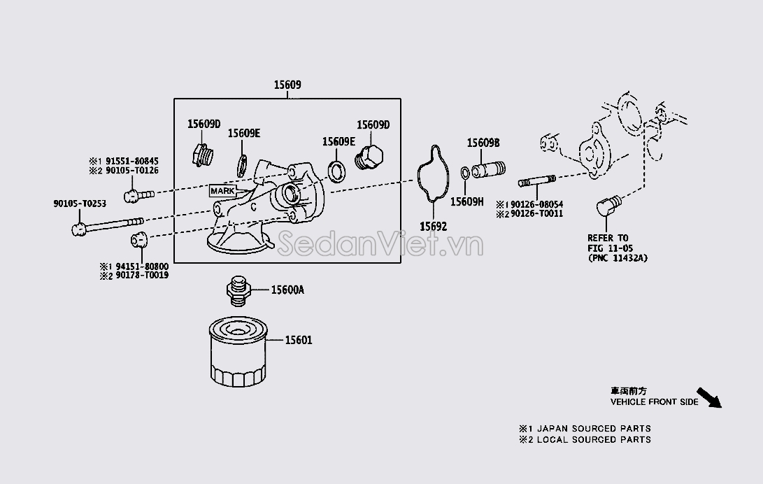 Cụm lọc dầu động cơ 156090C090