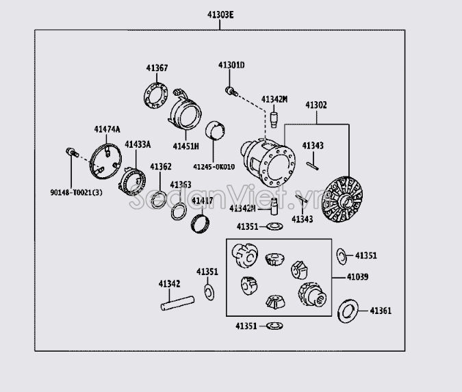 Bô vi sai hộp số tự động 413030K010