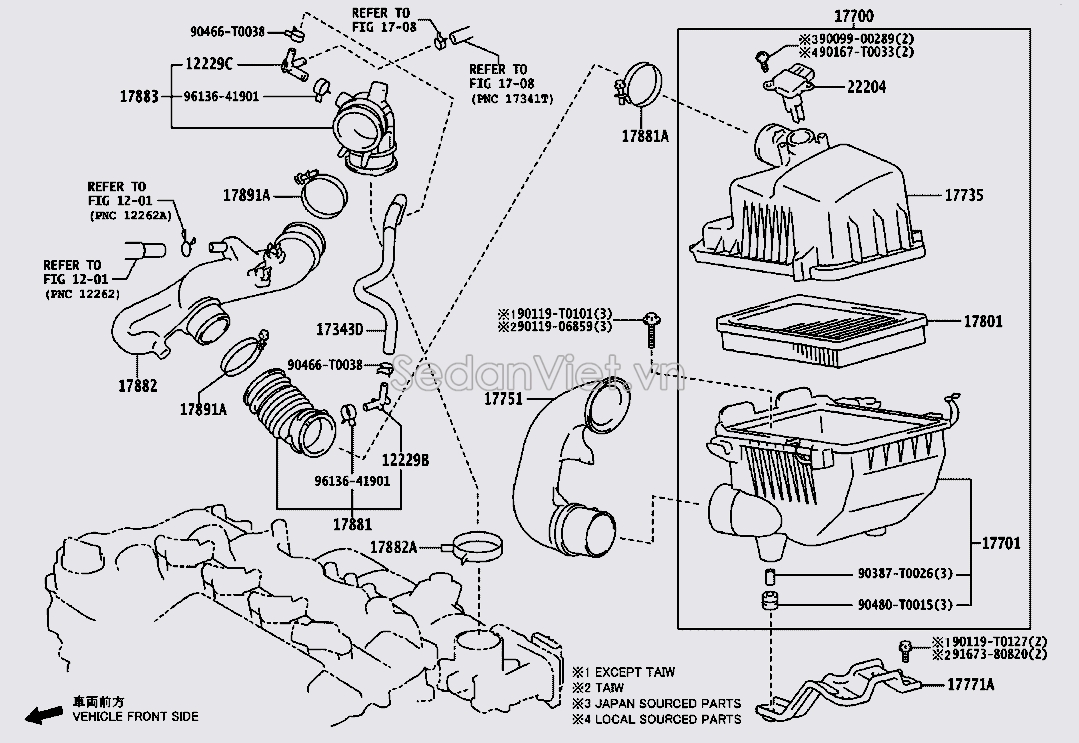 Hộp lọc gió động cơ có đựng lọc 177000Y190