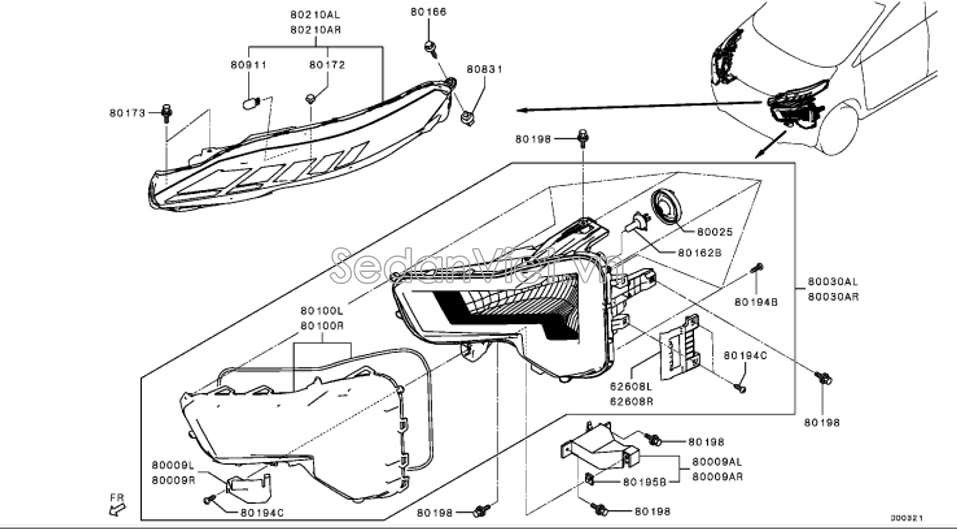 Kính đèn pha 26011W110P