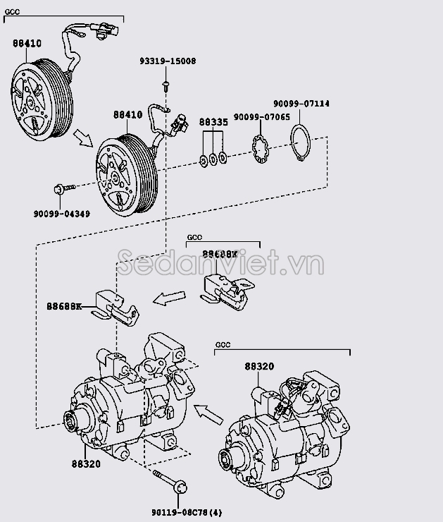 Bộ puly đầu lốc điều hoà 884100D440