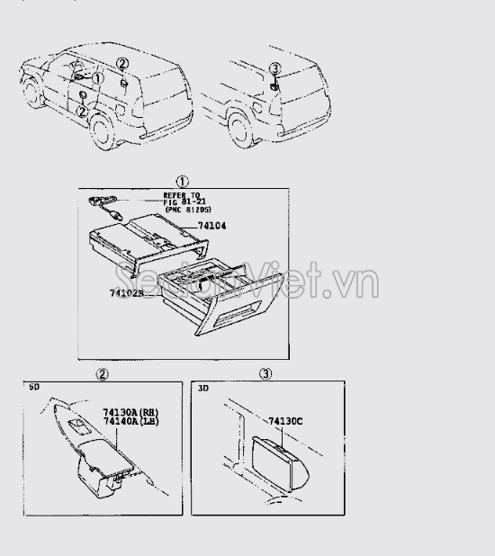 Khay đựng đồ trong xe Toyota Land Cruiser Prado 2004-2009