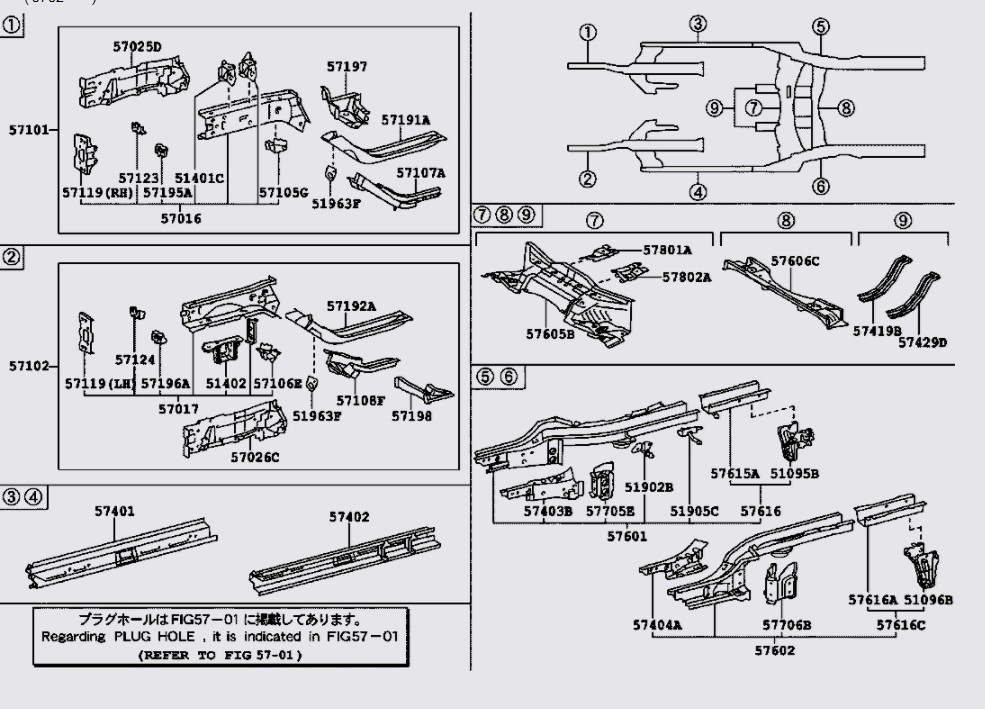 Xương sắt xi thân xe 576010D121