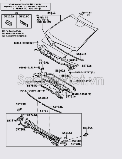 Kính chắn gió trước 561010T020