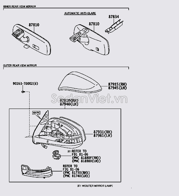 Mặt gương chiếu hậu 879610K520