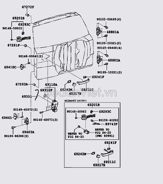 Đuôi tay mở cửa ngoài 6921712040C1