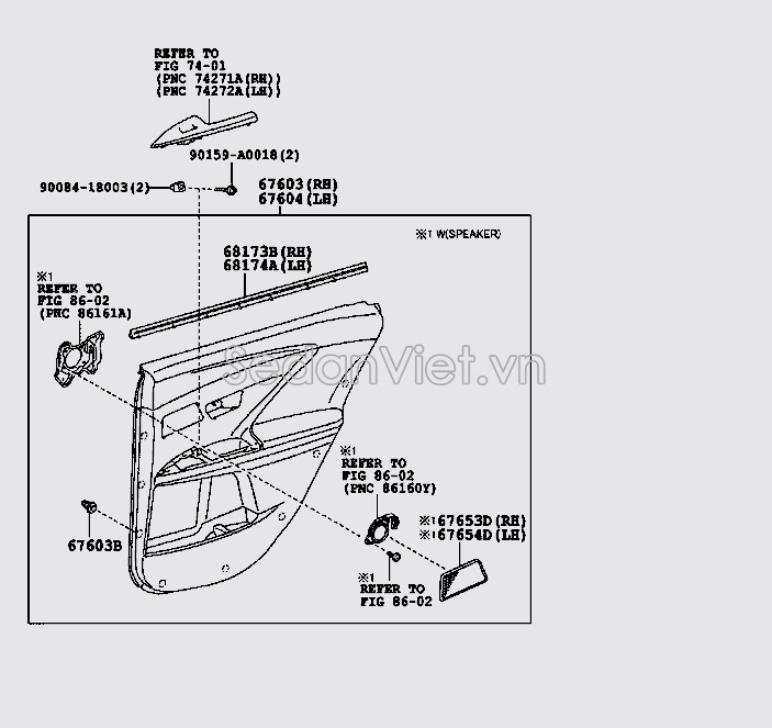 Táp bi cánh cửa sau 676300T010C1