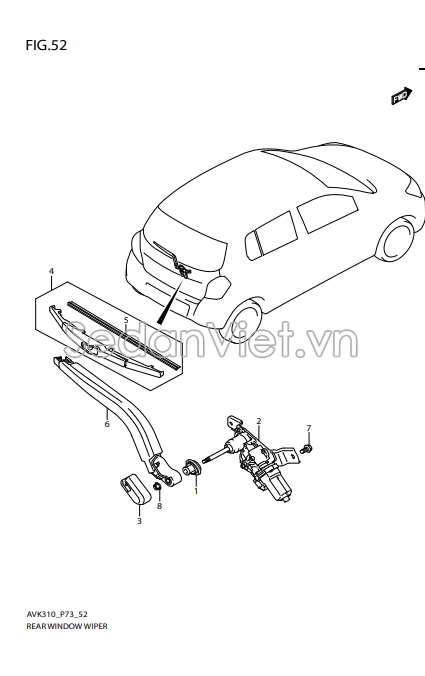 Motor gạt mưa sau 3881084M00000