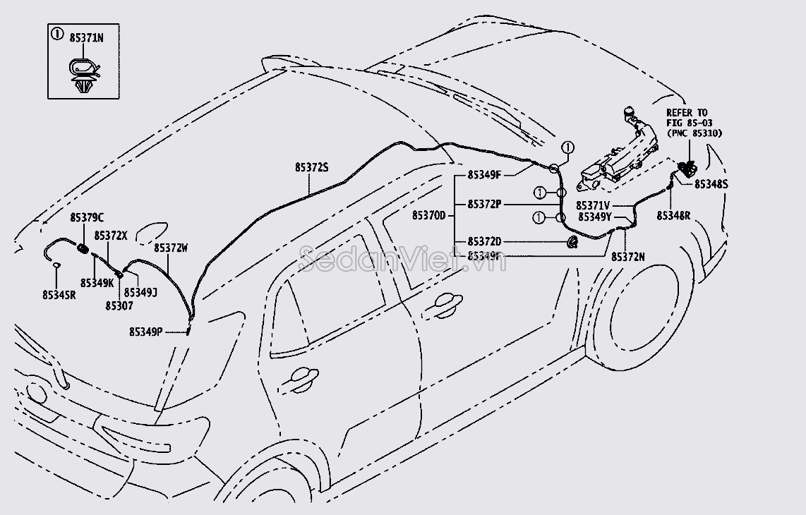 Ống dẫn nước rửa kính sau 85370BZD30