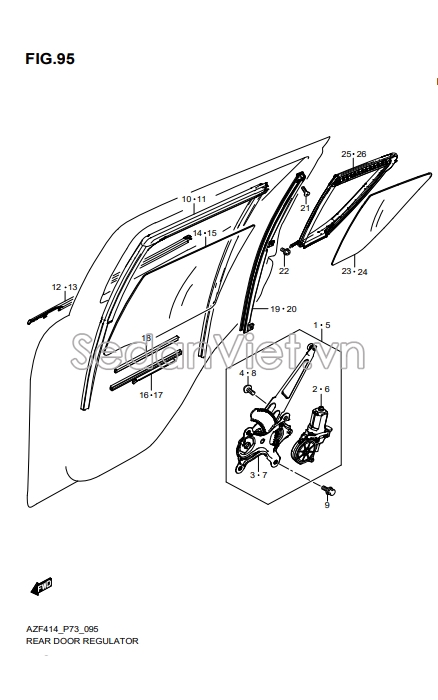 Gioăng kính cánh cửa sau 8367558M00000