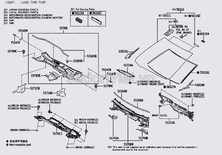 Gioăng kính chắn gió trước 561170A010