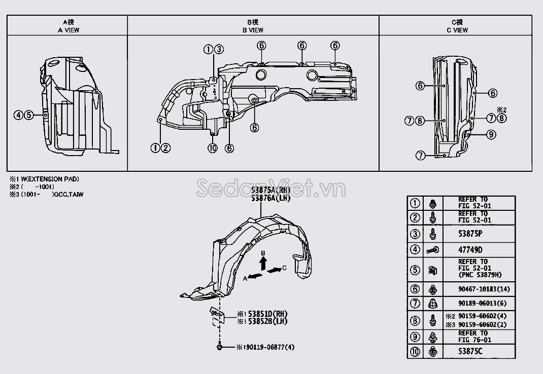 Lòng dè chắn bùn trước 5387602300