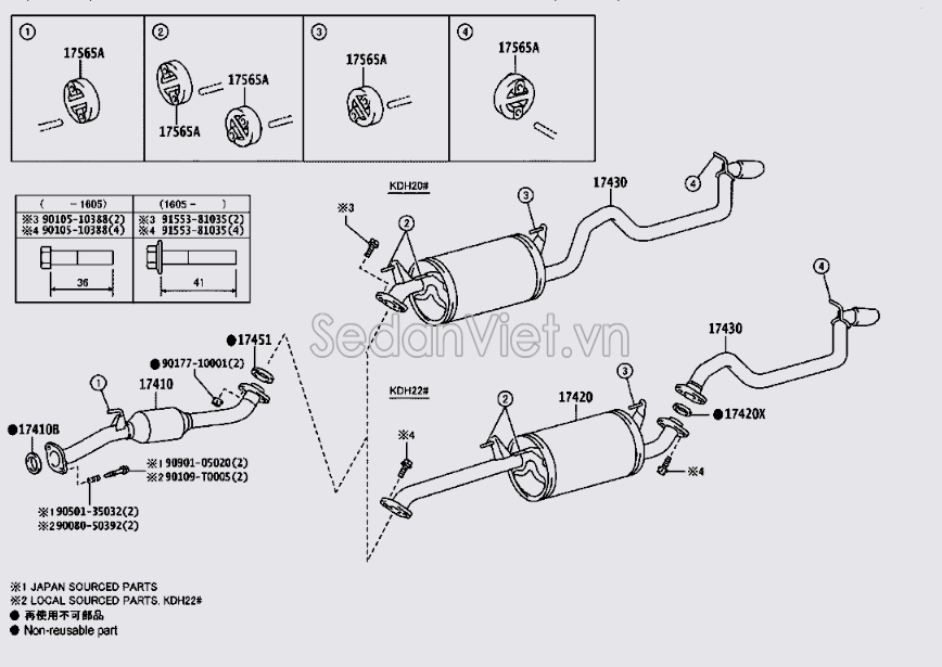 Ống xả đoạn giữa thân xe 1742030111