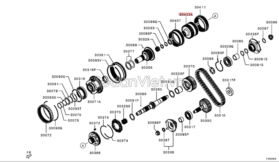 Bi trục đầu ra hộp số phụ 3217A036