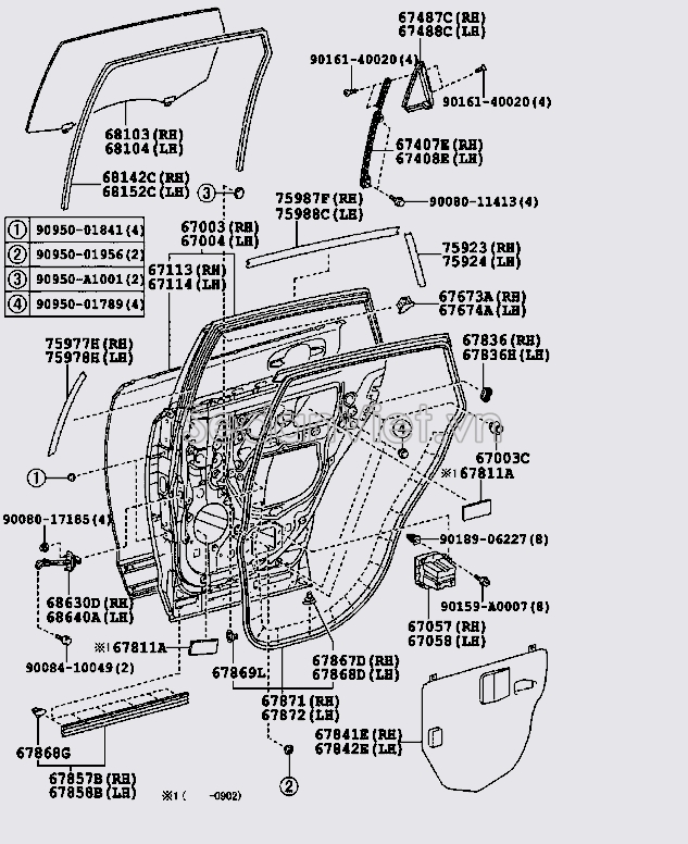 Nhựa ốp tam giác cánh cửa sau 674880T010