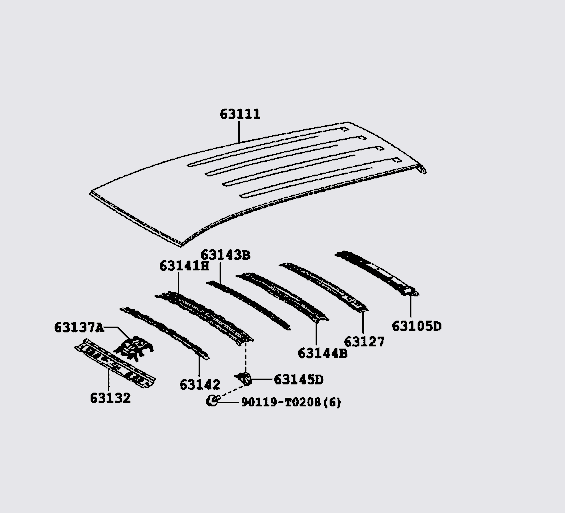 Xương đỡ tôn nóc xe vị trí số 3 631430K030