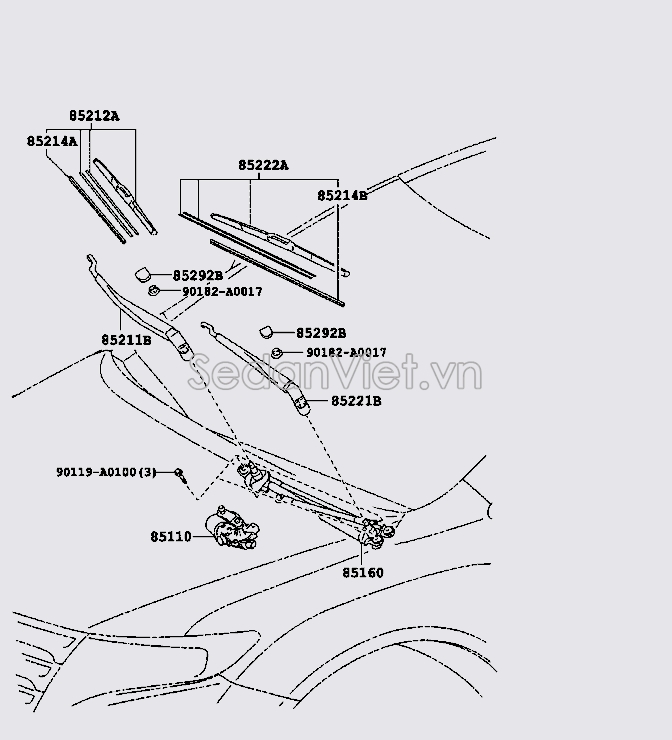 Cơ cấu gạt mưa trước 851500T010