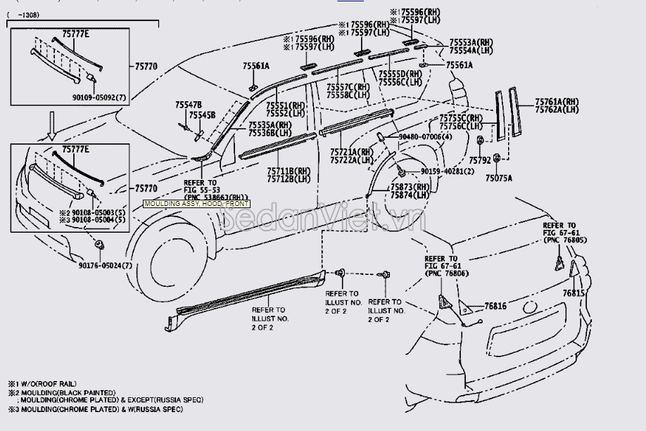 Nẹp chân kính cánh cửa Toyota Land Cruiser Prado 2013-2015