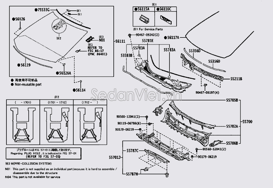 Ốp chân kính chắn gió trước 5570048130