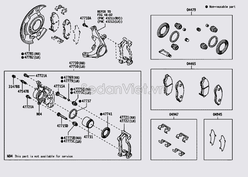 Bộ phớt cụm phanh trước 04478BZ180