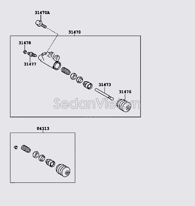 Bộ phớt xylanh côn số sàn 0431317040