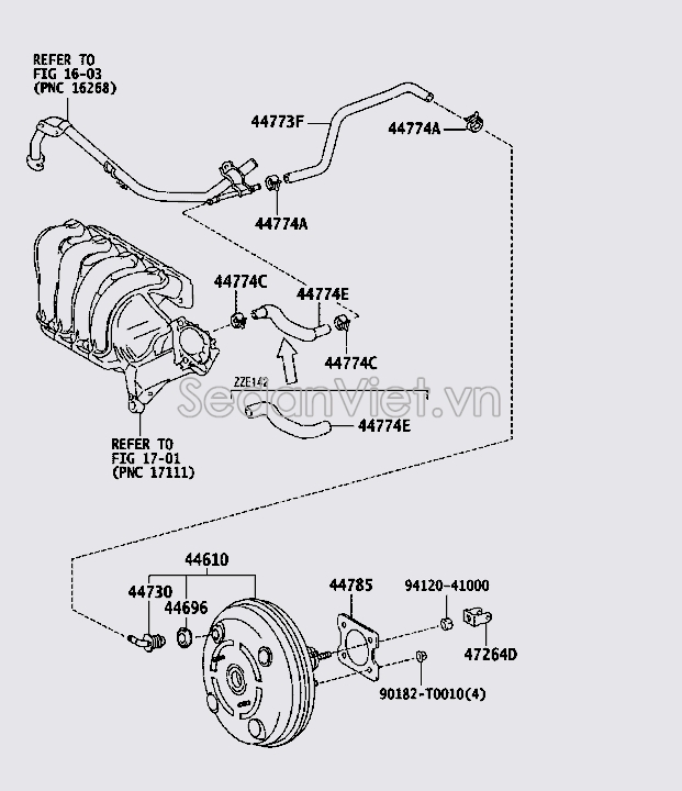 Van chân không bầu trợ lực phanh 4473012070