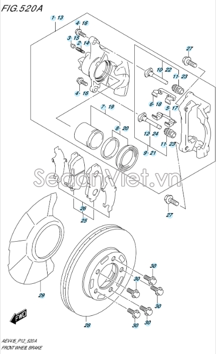 Ắc piston phanh trước 5519261J00001