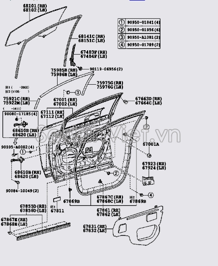 Kính cánh cửa trước 681020T010