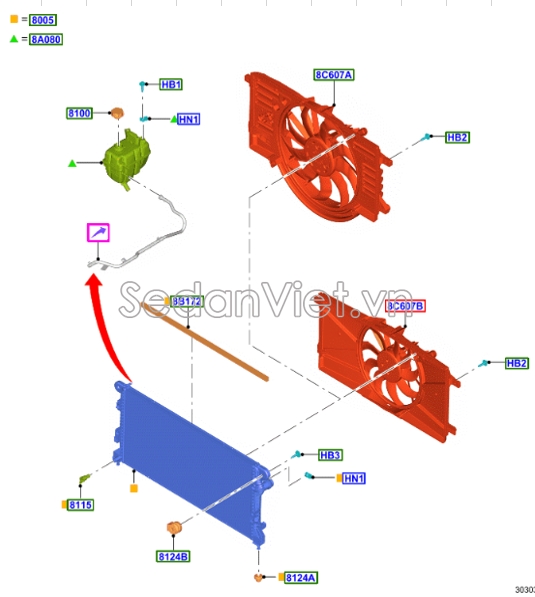 Bình nước phụ MB3Z8A080A