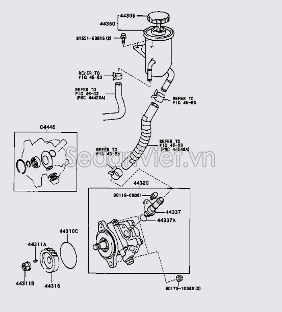 Bộ gioăng bơm trợ lực lái 0444660140