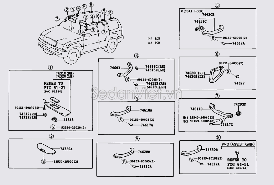 Tay Vịn trần sau 7462060090B0