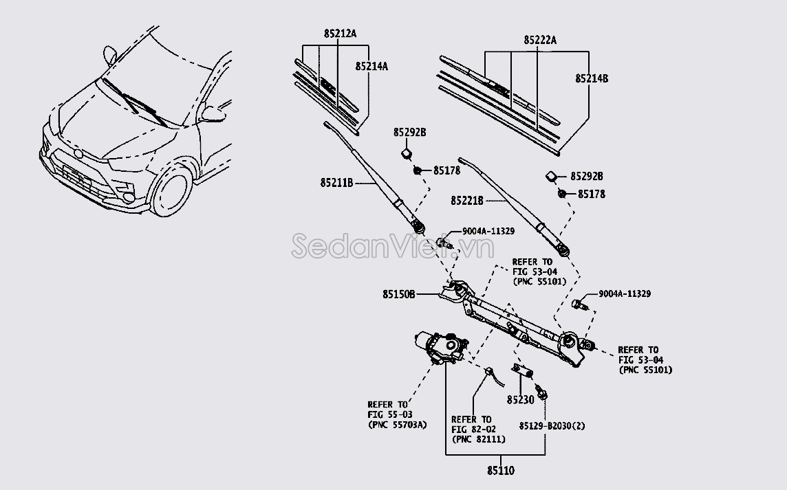 Cơ cấu gạt mưa trước 85150BZ330