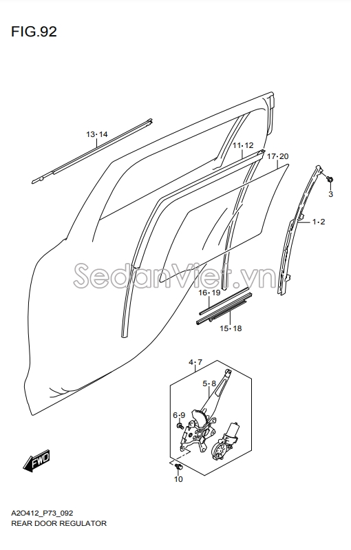 Gioăng kính cánh cửa sau 8367552R00000