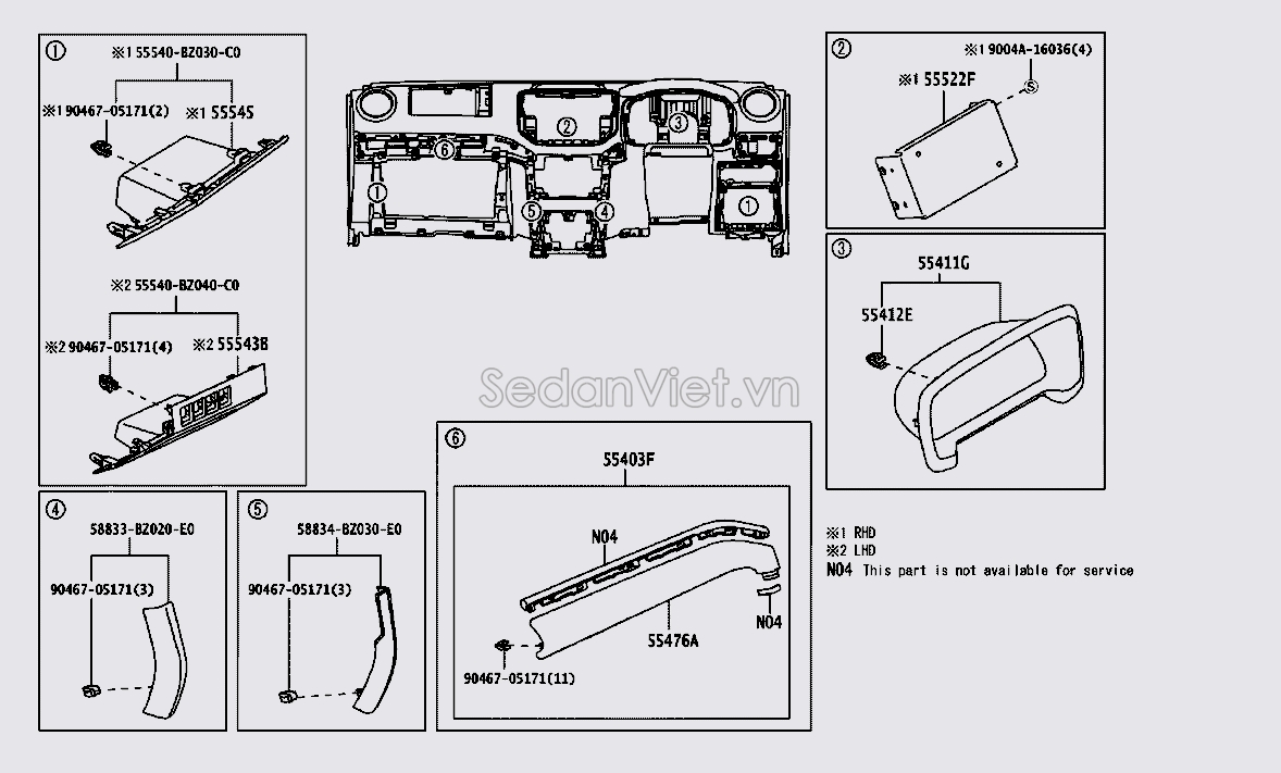 Viền trang trí đồng hồ táp lô 55411BZ300C0