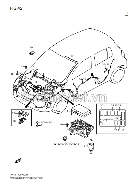 Dây điện cánh cửa sau 3675184M30000