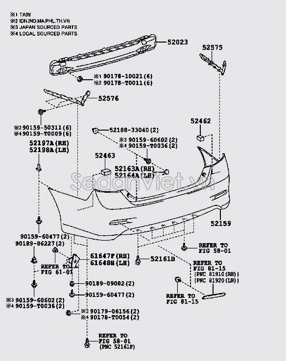 Nẹp cài cản sau 5257606130